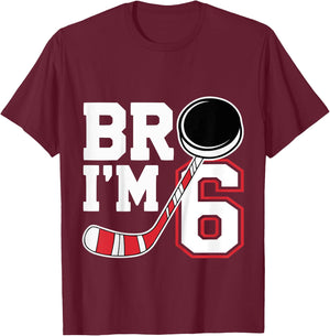 Kids Six Years Old 6th Birthday Hockey Player Birthday T-Shirt - T-Shirt | Maroon