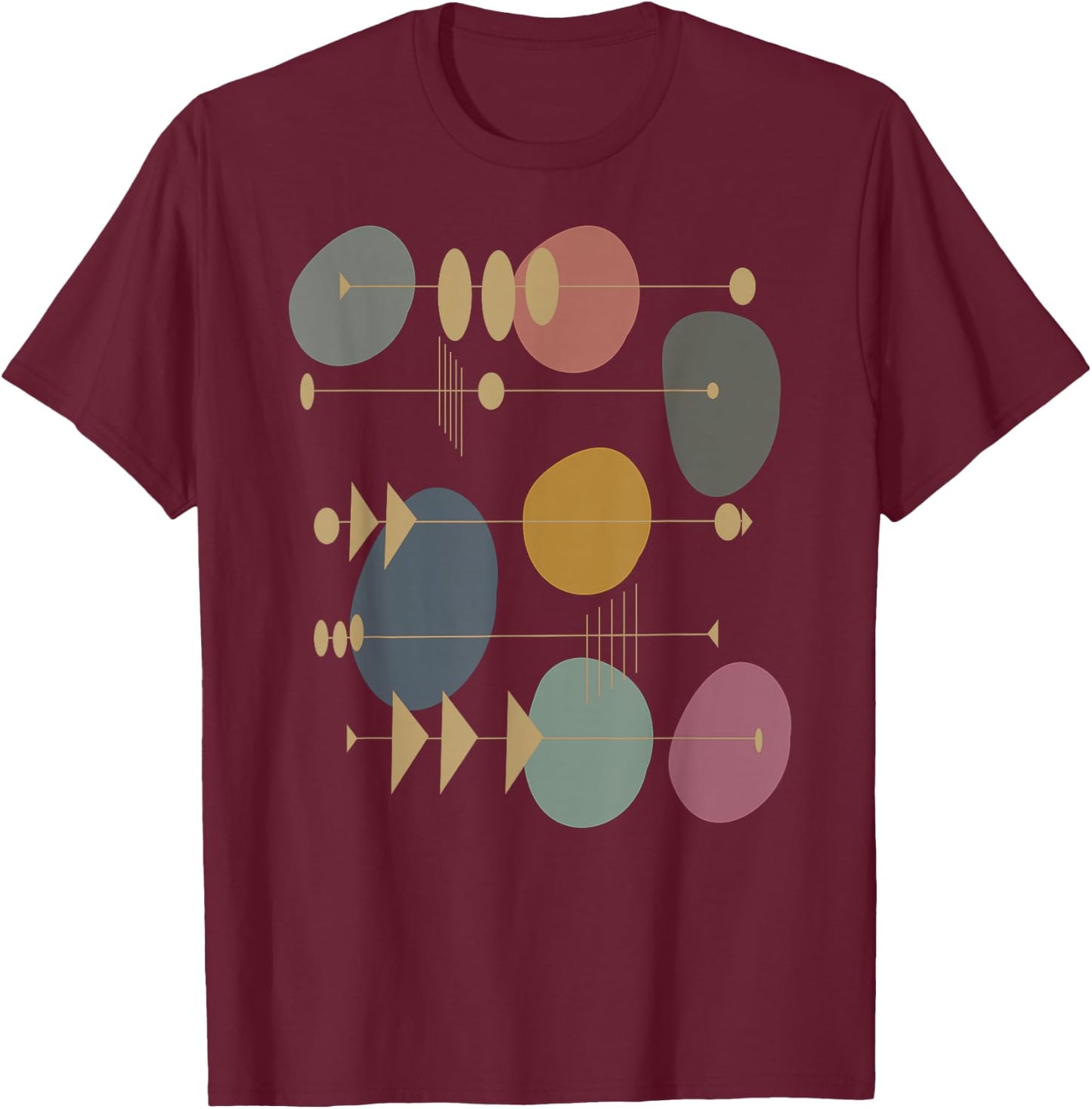 Mid Century Modern Abstract Atomic Art Artsy Artistic Swank T-Shirt - T-Shirt | Maroon