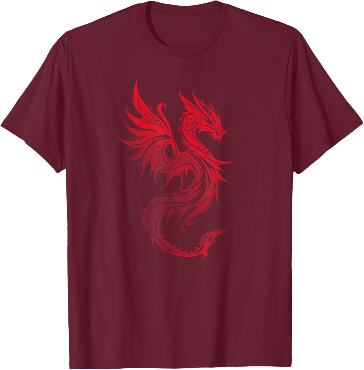 Beautiful Celtic Tribal Dragon Fantasy Art T-Shirt - T-Shirt | Maroon