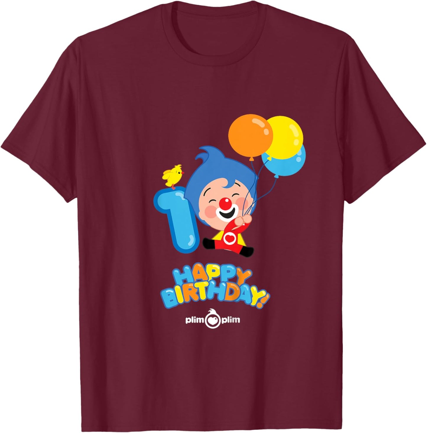 Kids Plim Plim The Kindness Hero - Happy Birthday T-Shirt - T-Shirt | Maroon