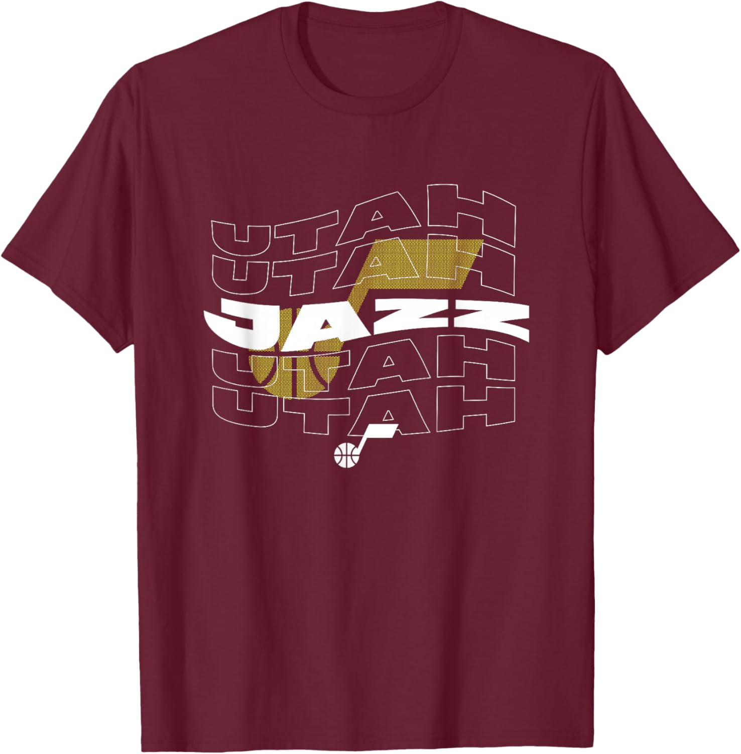 NBA Utah Jazz Wave Outline Team Logo T-Shirt - T-Shirt | Maroon