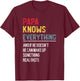 Funny Papa Knows Everything Father's Day for Dad Grandpa T-Shirt - T-Shirt | Maroon