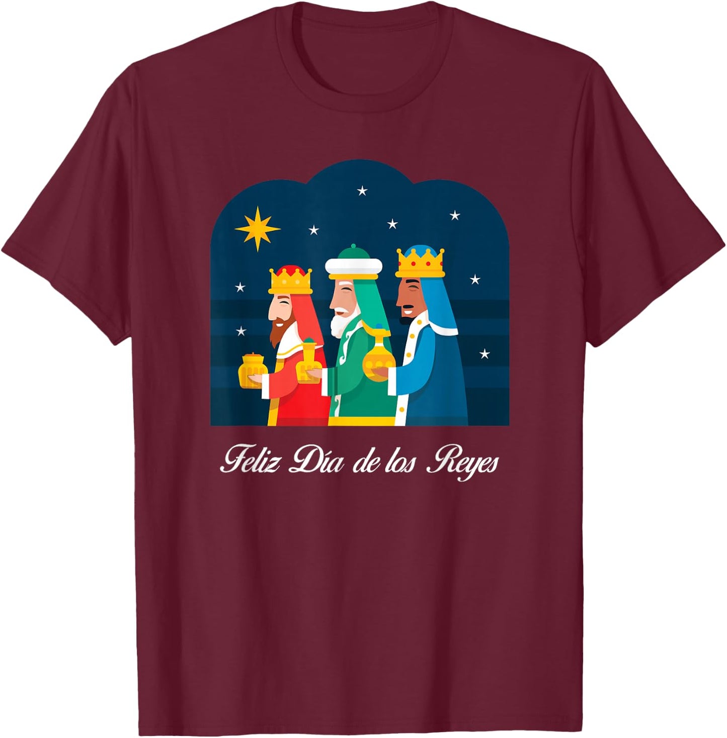 Happy Three Kings Day Epiphany Day Festival Co. -Adults & Kids Black Epiphany Day T-Shirt - T-Shirt | Maroon