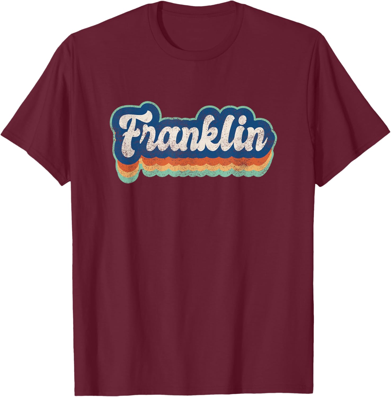 Franklin First Name Boy Vintage Style 70s 80s Personalized T-Shirt - T-Shirt | Maroon
