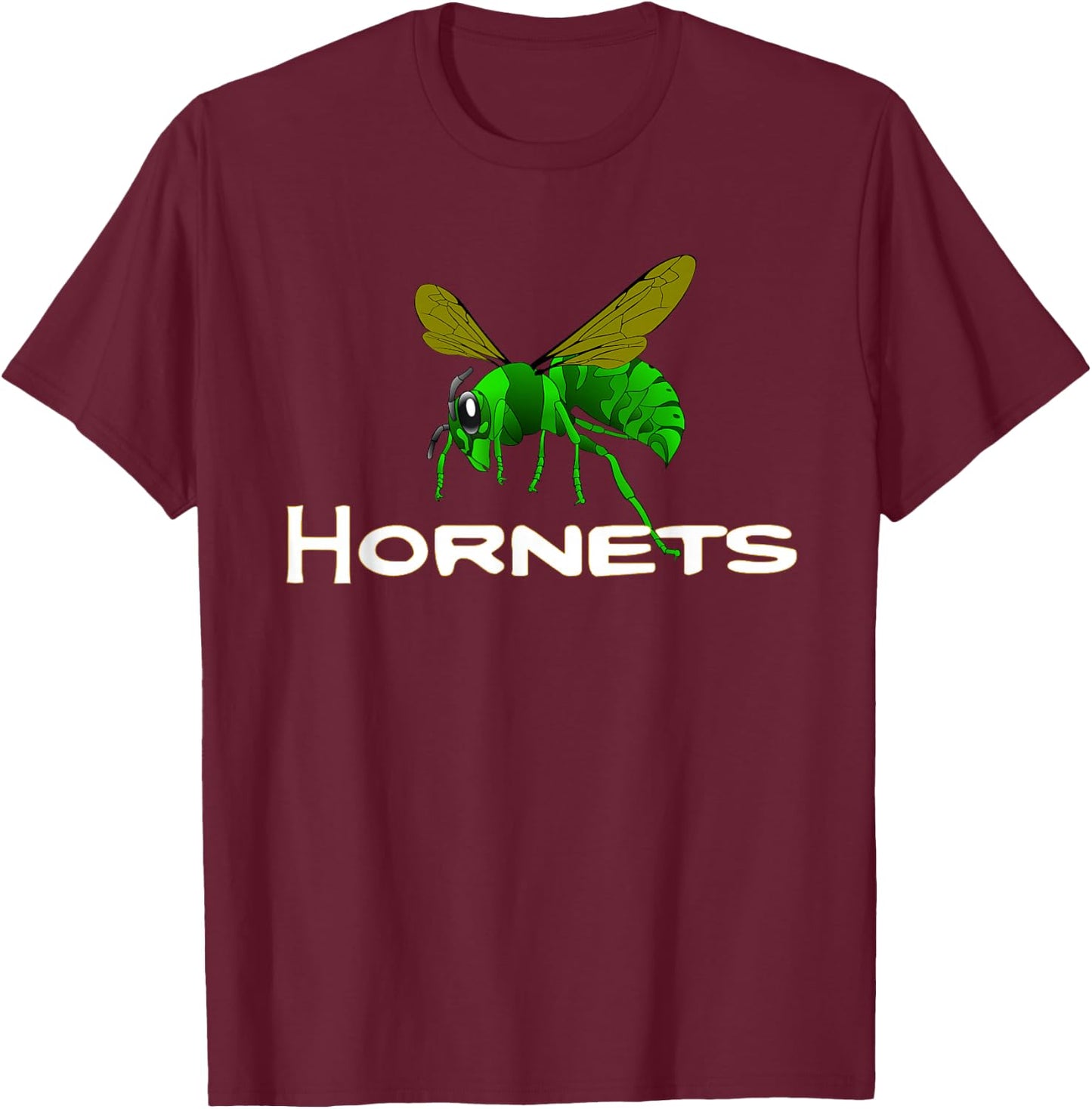 Go Green Hornets Football Baseball Basketball Cheer Team Fan T-Shirt - T-Shirt | Maroon