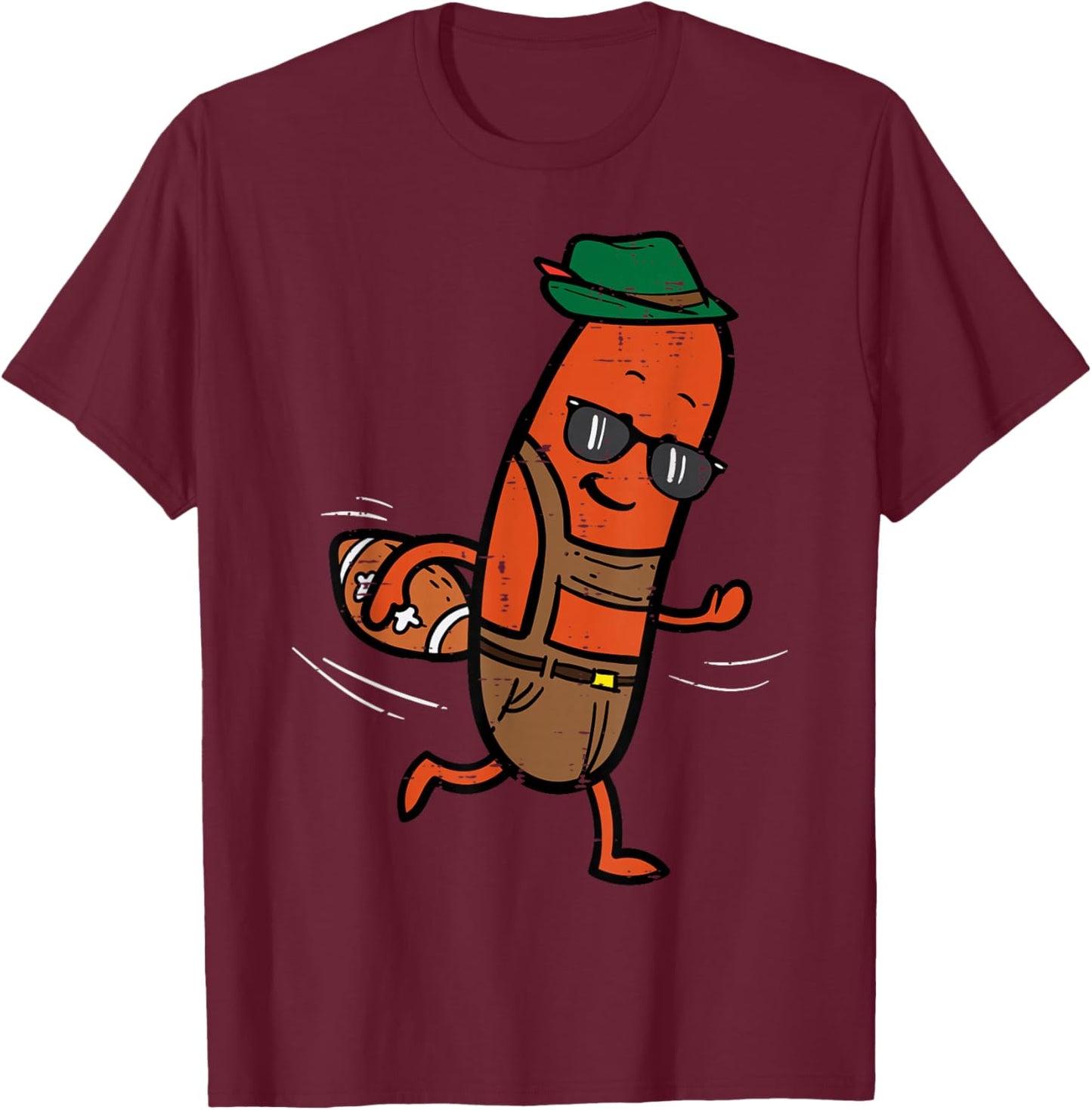 Sausage Football Bavarian Octoberfest German Oktoberfest T-Shirt - T-Shirt | Maroon