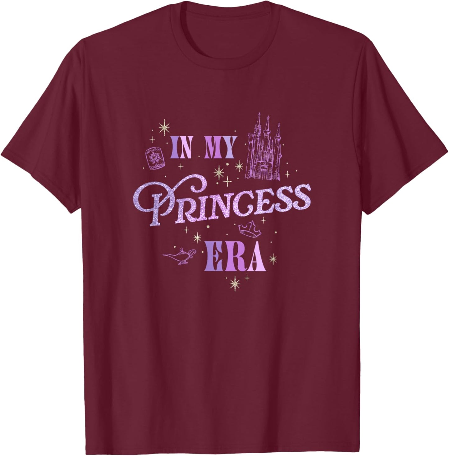 Disney Princess in My Princess Era Sassy Text Logo T-Shirt - T-Shirt | Maroon