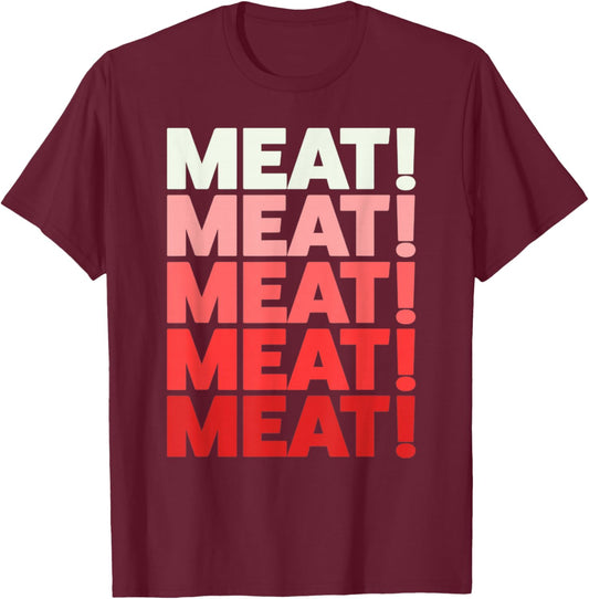 Funny Meat Raffle Shirt - Black Adults - Small - Short Sleeve - - Cotton Blend - Modern Retro Animal Print - Spring - 1 Count - No Pockets - Lace Embellishment T-Shirt - T-Shirt | Maroon