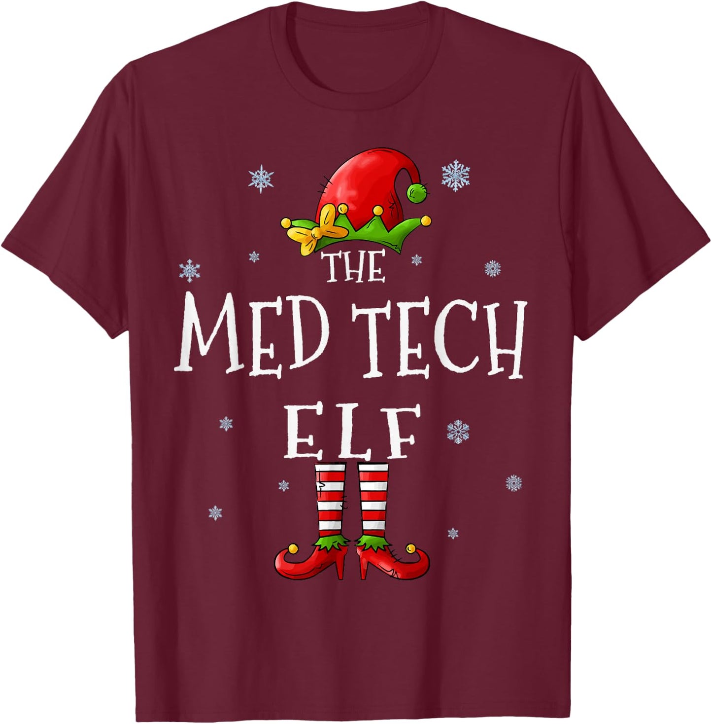 The Med Tech Elf Squad Funny Xmas Groupe Matching Christmas T-Shirt - T-Shirt | Maroon