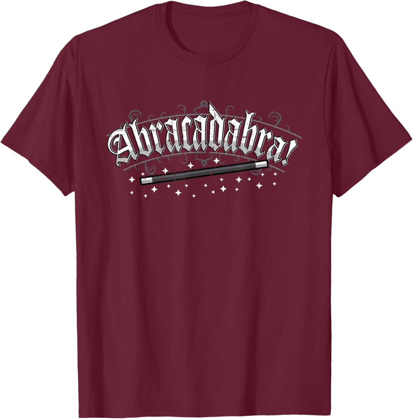 Abracadabra! Magician Magic Wand Distressed T-Shirt - T-Shirt | Maroon