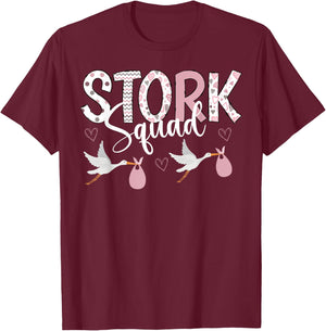 Valentines Stork Squad L&D Mother Baby Unit NICU Nurse Squad T-Shirt - T-Shirt | Maroon