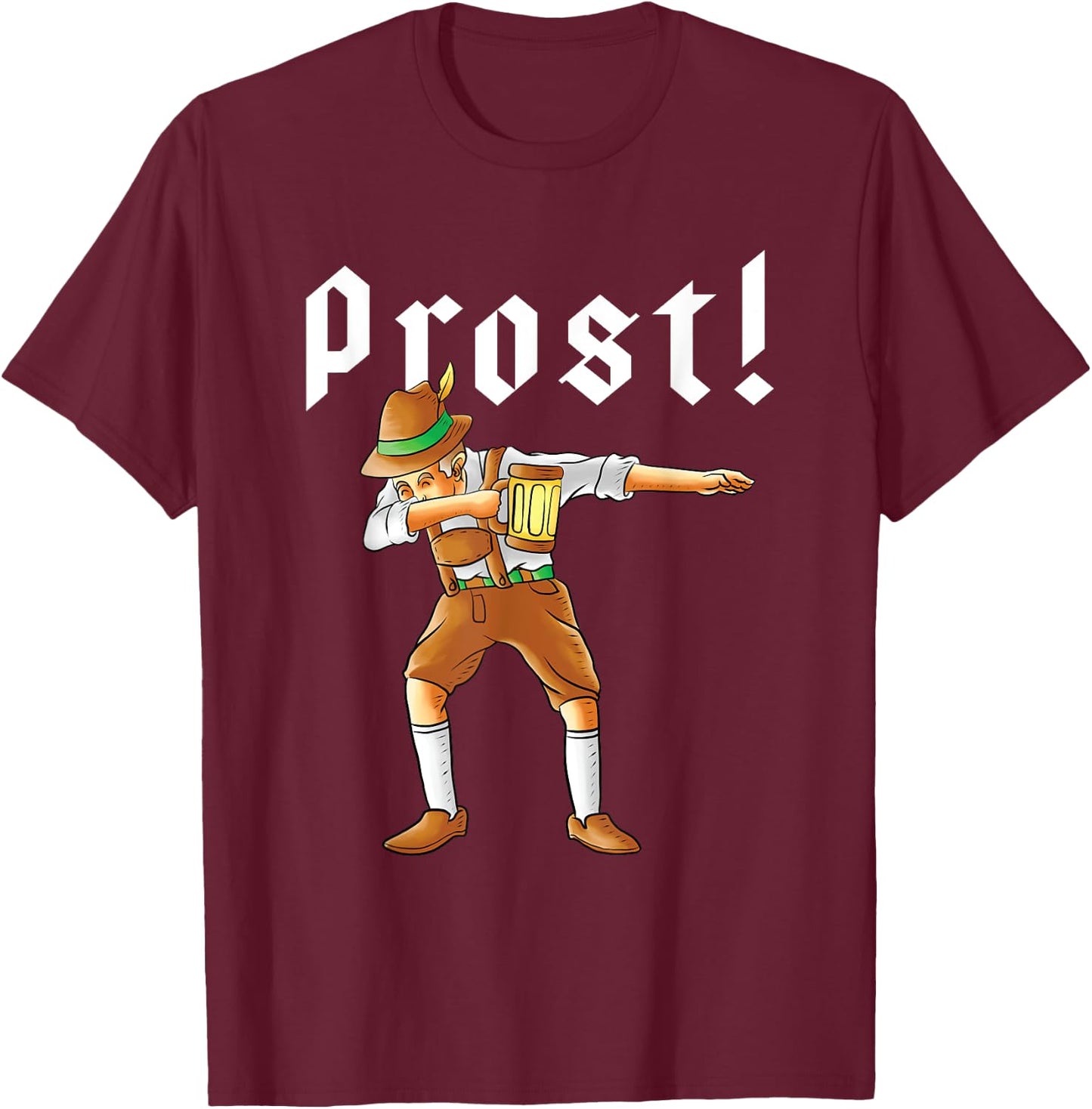 Dabbing German With Beer & Lederhosen Dab Dance Oktoberfest T-Shirt - T-Shirt | Maroon
