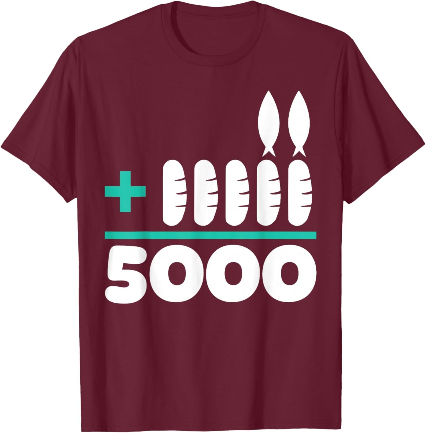 Jesus 2 Fishes 5 Breads 5000 Chosen Against The Current T-Shirt - T-Shirt | Maroon