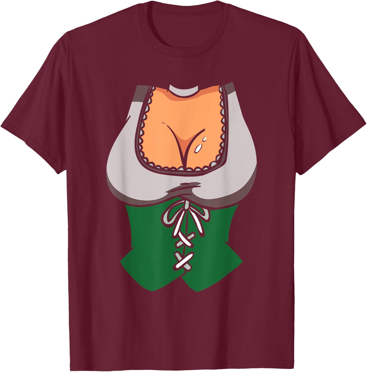 Oktoberfest German Festival Beer Drink Cartoon Beer Wench T-Shirt - T-Shirt | Maroon