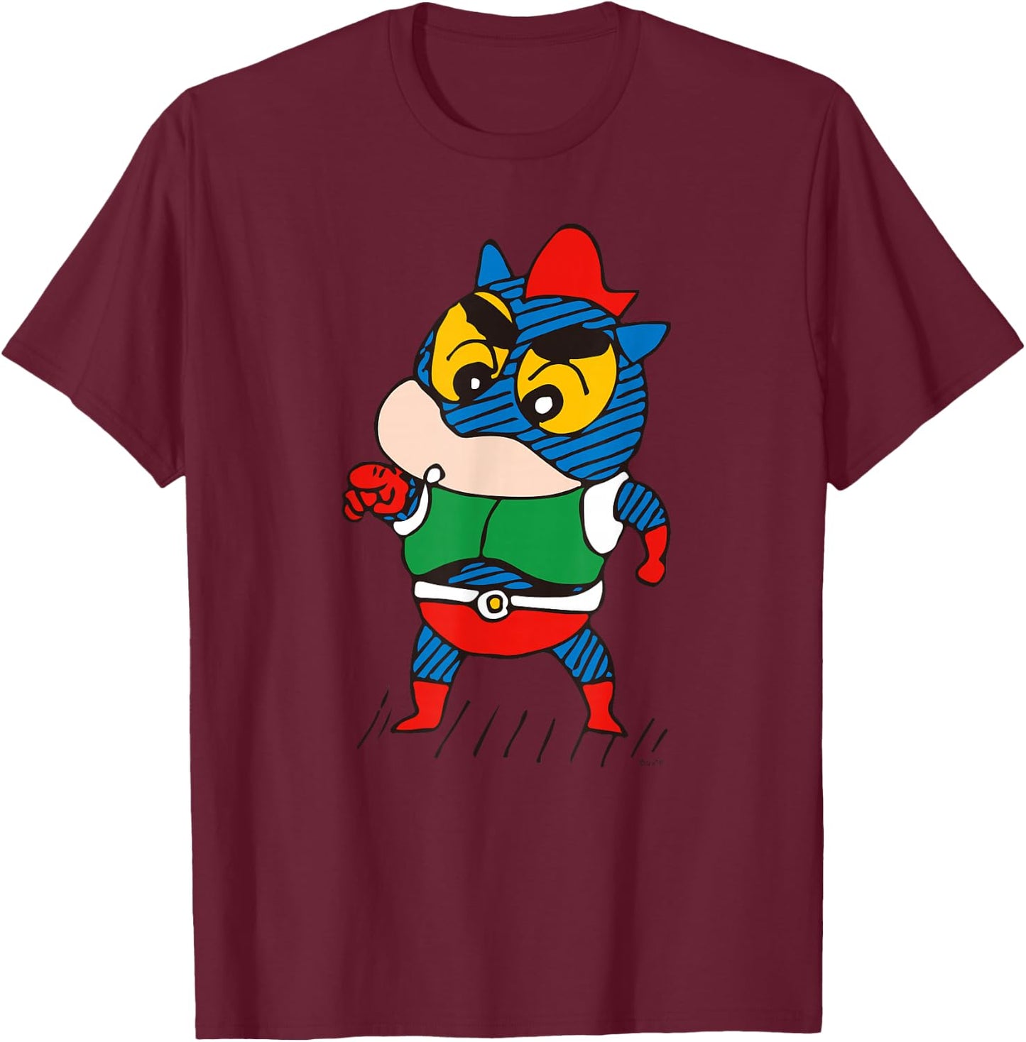 【manga】Crayon Shin-chan Transform into an Action kamen! T-Shirt - T-Shirt | Maroon