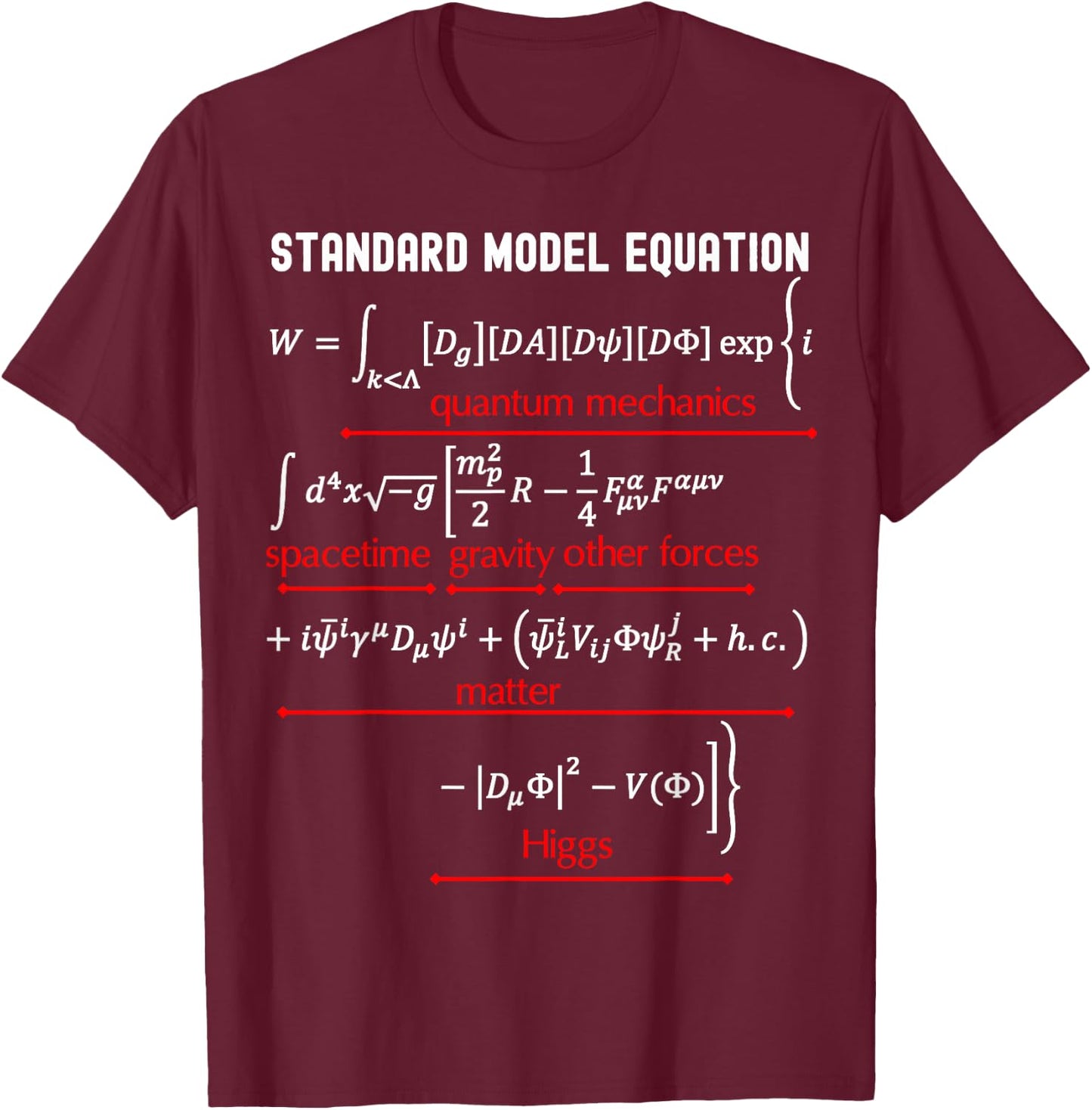 Nerdy Standard Model Equation Physics Math Science Teacher Men Women Girls Kids T-Shirt - T-Shirt | Maroon