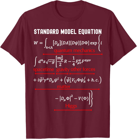 Nerdy Standard Model Equation Physics Math Science Teacher Men Women Girls Kids T-Shirt - T-Shirt | Maroon