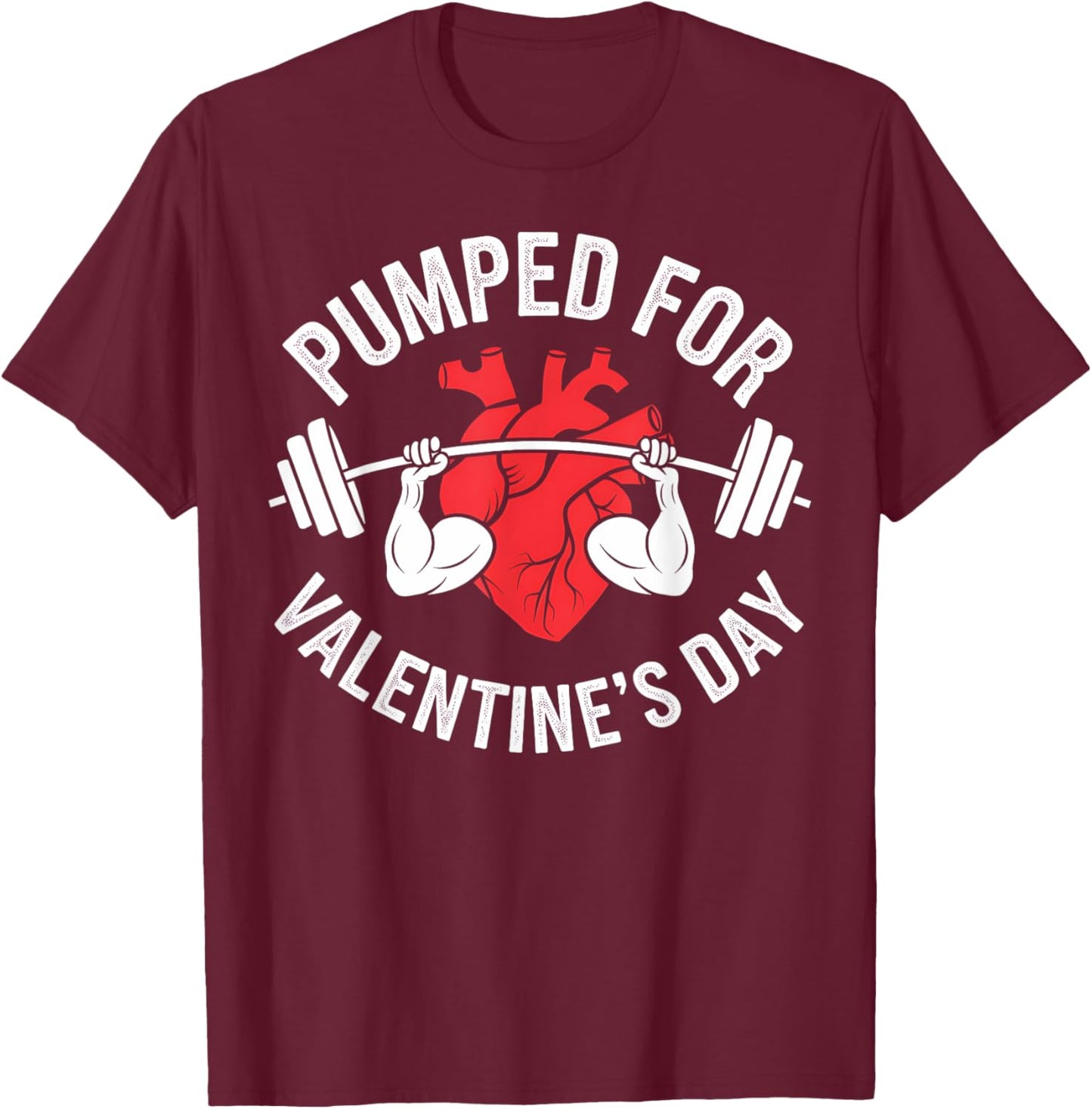 Valentine's Day Heartbeat Weightlifting Gym Lover Workout T-Shirt - T-Shirt | Maroon