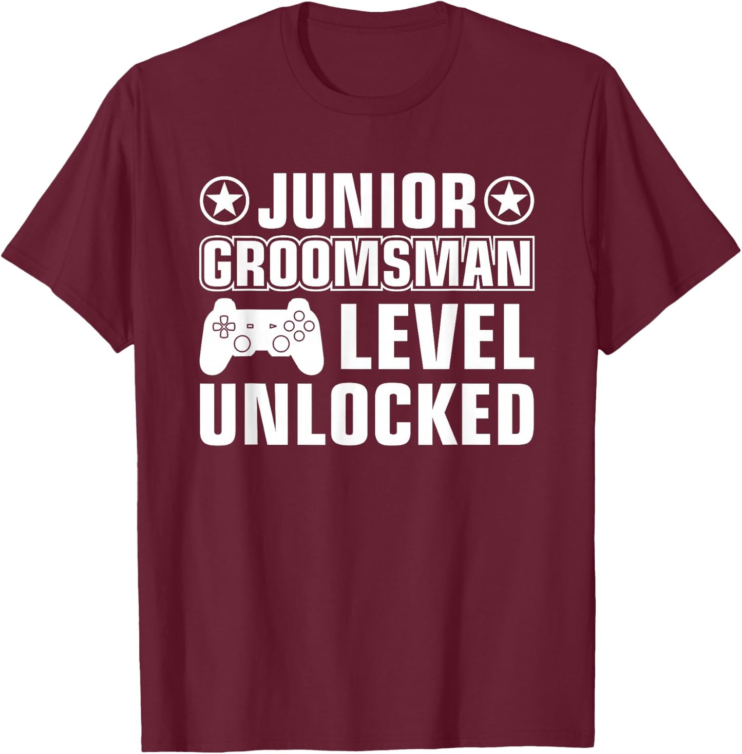 Junior Groomsman Gaming Video Gamer Wedding Party Rehearsal T-Shirt - T-Shirt | Maroon