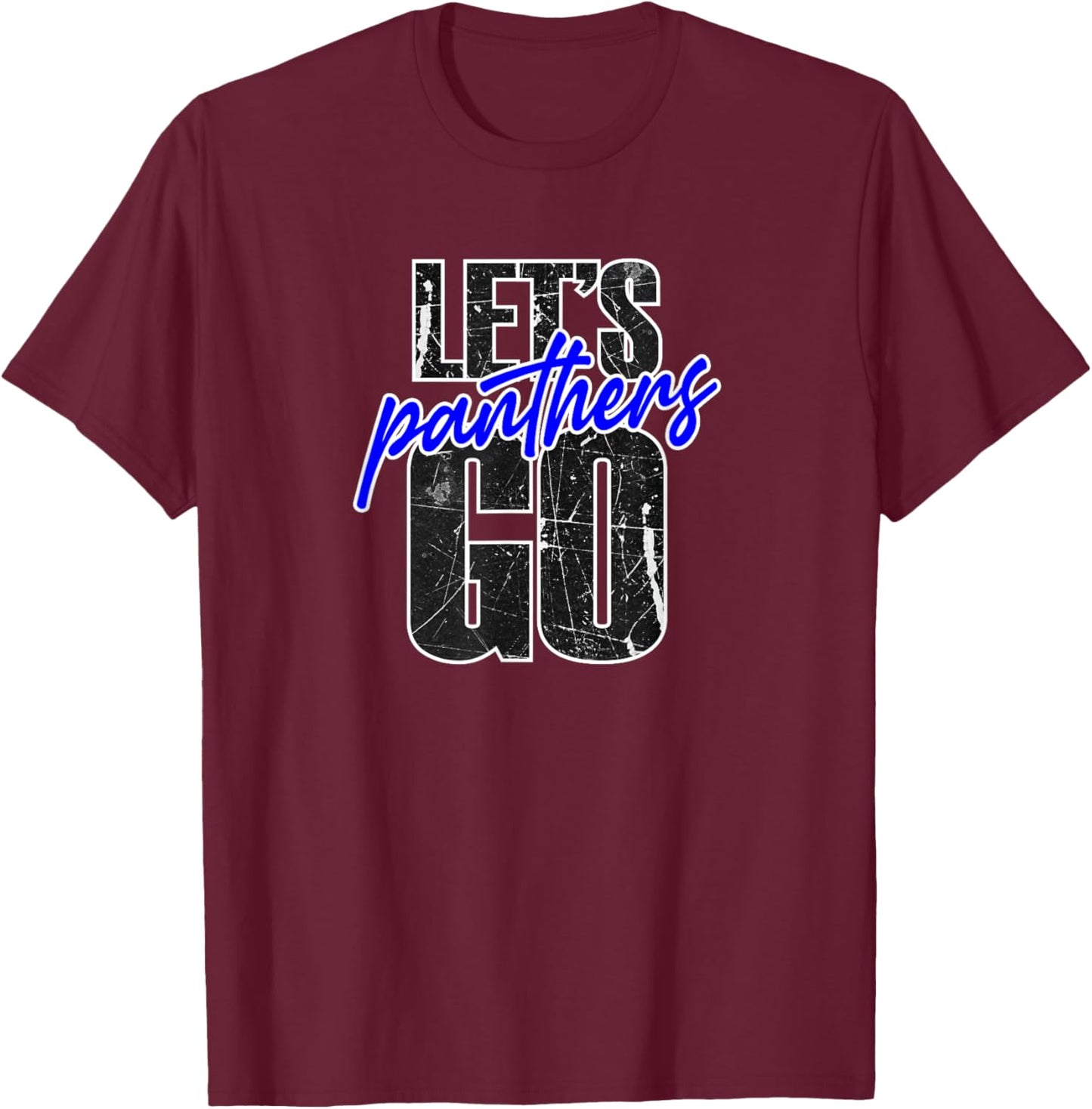 Go Panthers Mascot School Spirit Blue and Black T-Shirt - T-Shirt | Maroon