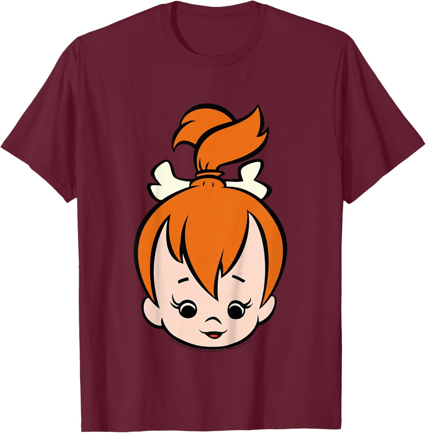 Kids The Flintstones Pebbles Big Face T-Shirt - T-Shirt | Maroon