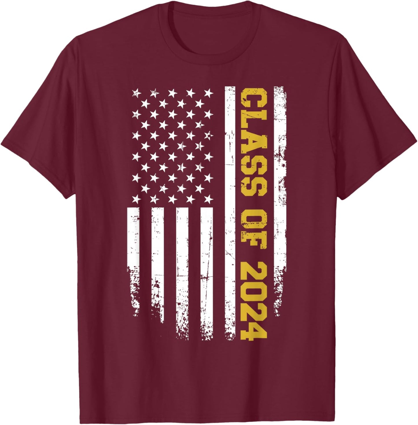 Class of 2024 graduation us vintage flag T-Shirt - T-Shirt | Maroon