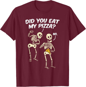 Did You Eat My Pizza Funny Skeletons Halloween Costume Gift T-Shirt - T-Shirt | Maroon