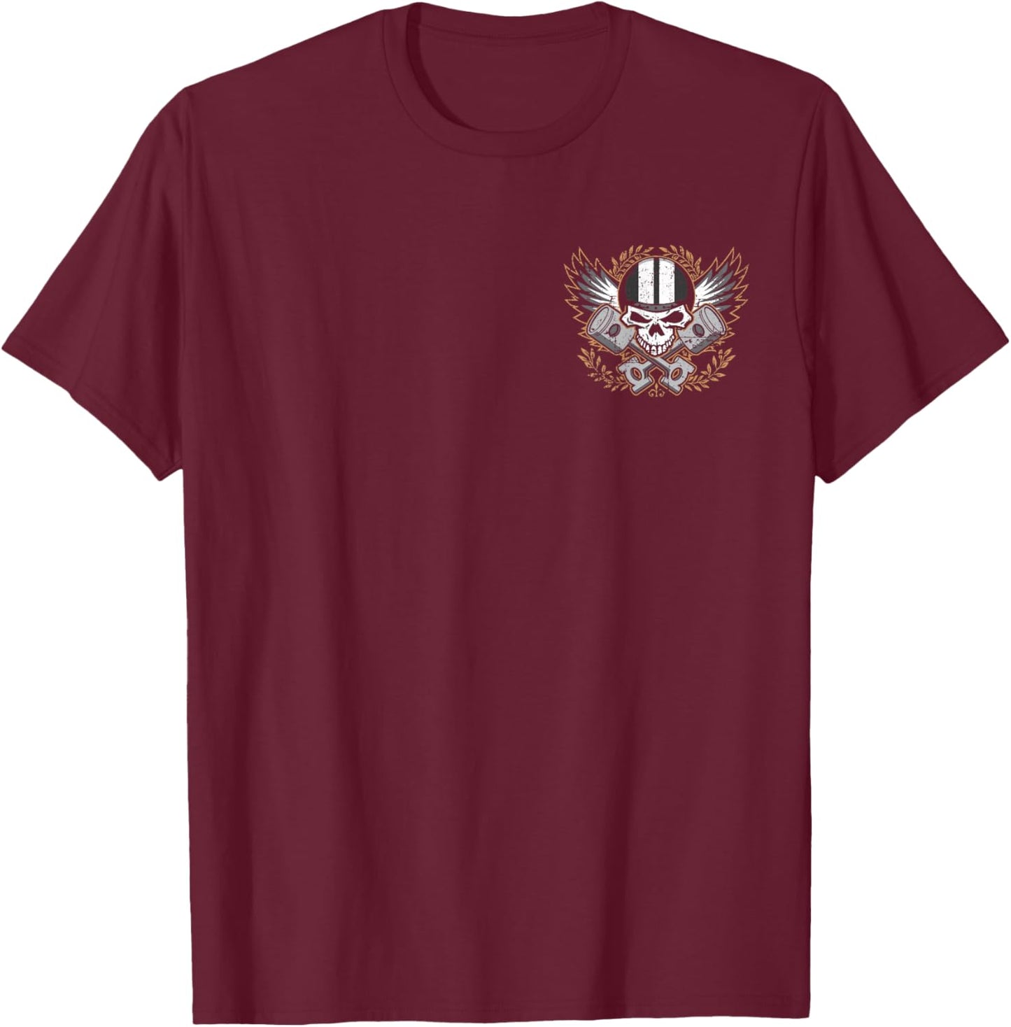 Live to Ride, Ride to Live Biker Skull Distressed Design T-Shirt - T-Shirt | Maroon
