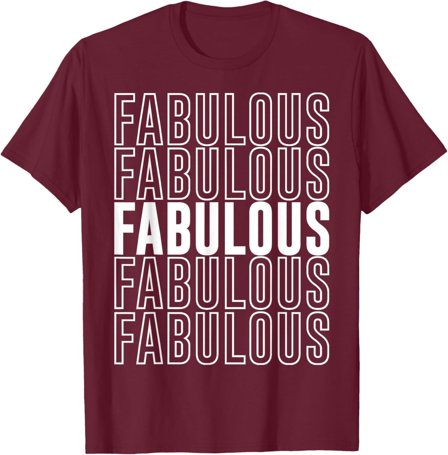 Fabulous Apparel Classic Novelty Black Small Letter Print T-Shirt - T-Shirt | Maroon