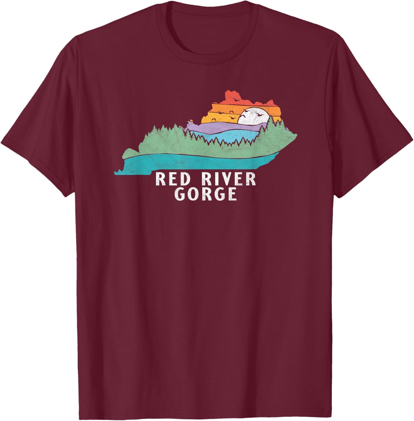 Red River Gorge Kentucky Outdoors State Nature Retro T-Shirt - T-Shirt | Maroon