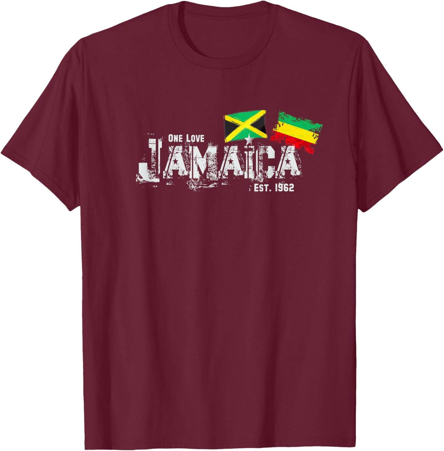 Jamaica a Love Rastafari Flag T-Shirt - T-Shirt | Maroon