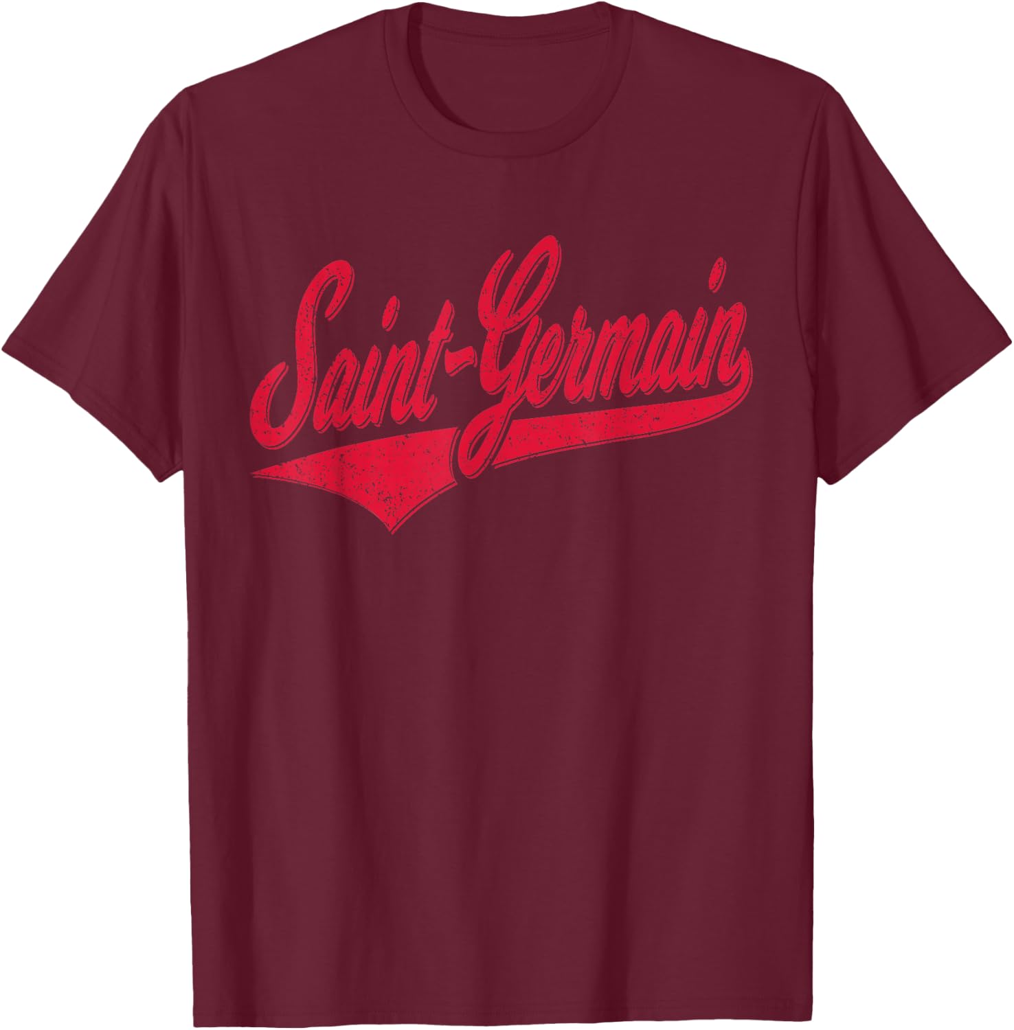 Saint-Germain Varsity Script Classic Sport Jersey T-Shirt - T-Shirt | Maroon