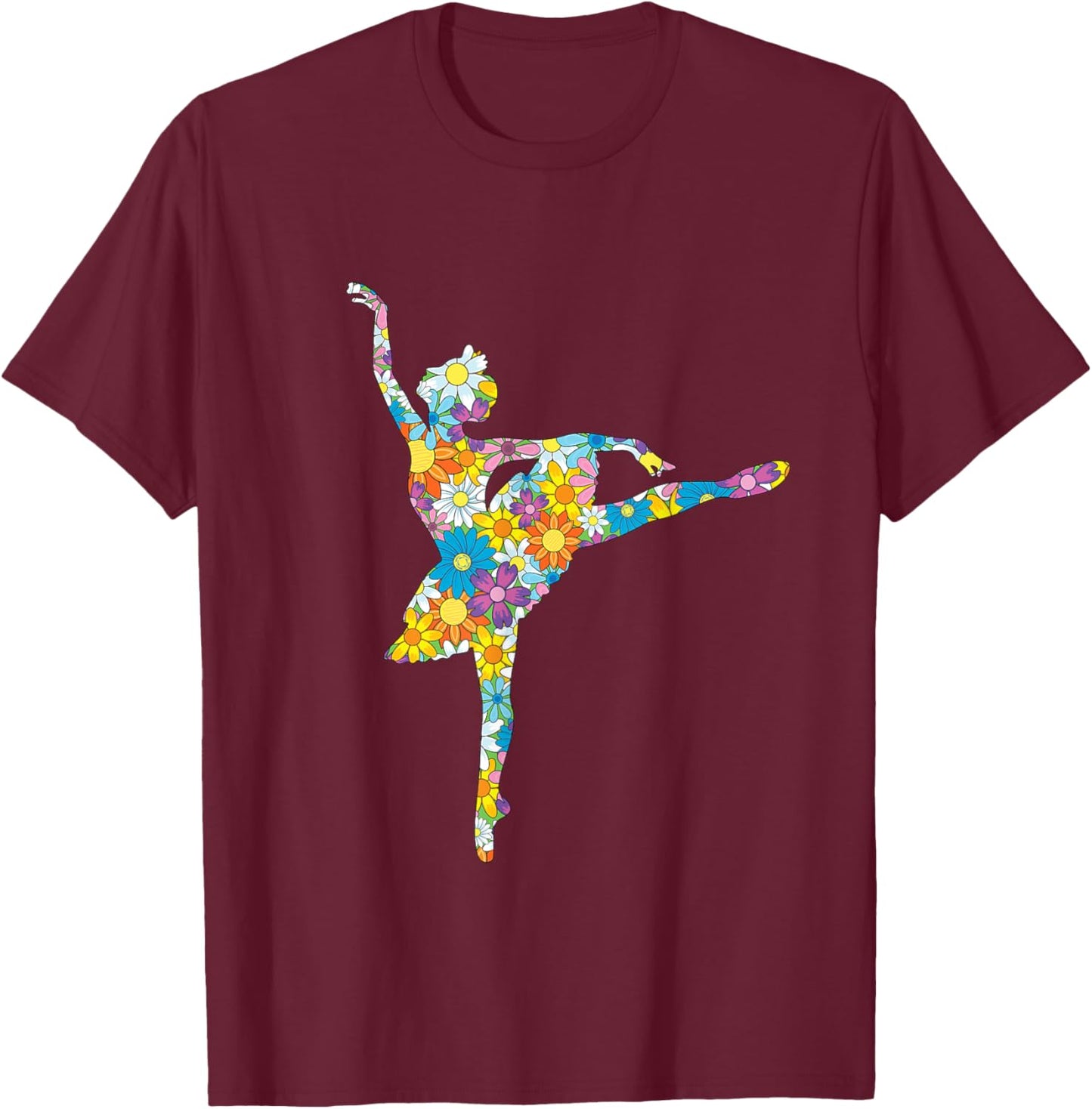 Colorful Flower Ballet Teacher Ballerina Choreographer Girl T-Shirt - T-Shirt | Maroon