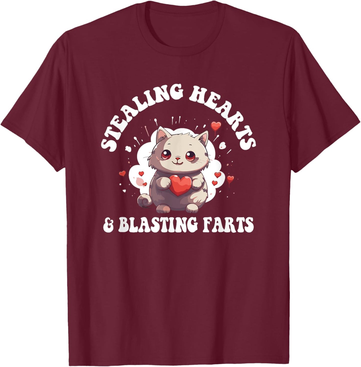 Stealing Hearts And Blasting Farts Cute Cat Kids Toddler T-Shirt - T-Shirt | Maroon