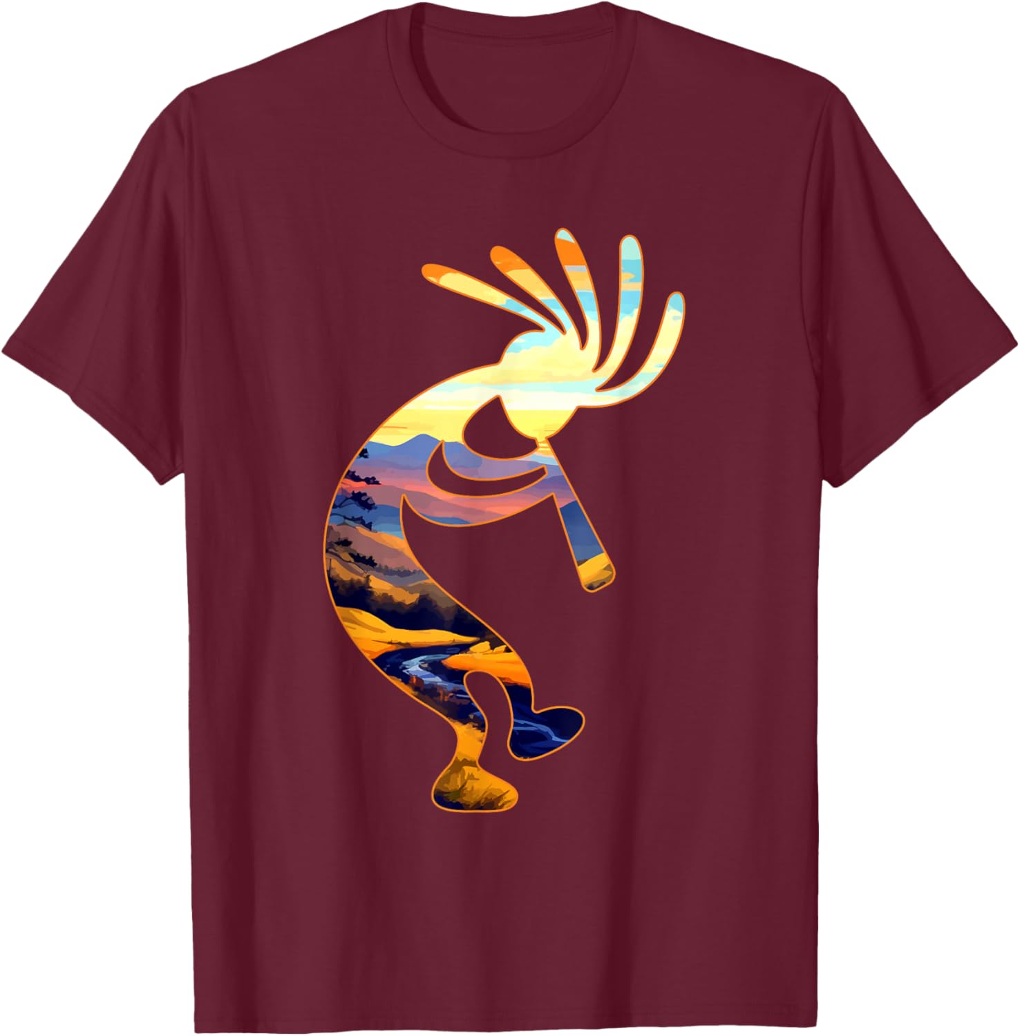 Dancing Kokopelli Southwestern USA Symbol T-Shirt - T-Shirt | Maroon