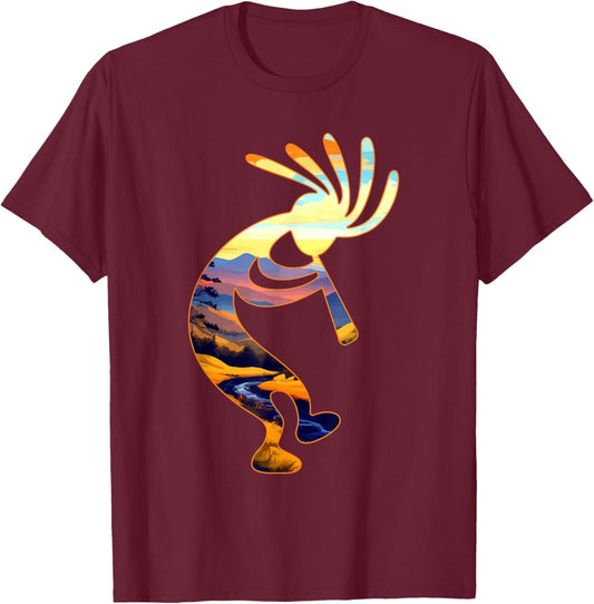 Dancing Kokopelli Southwestern USA Symbol T-Shirt - T-Shirt | Maroon