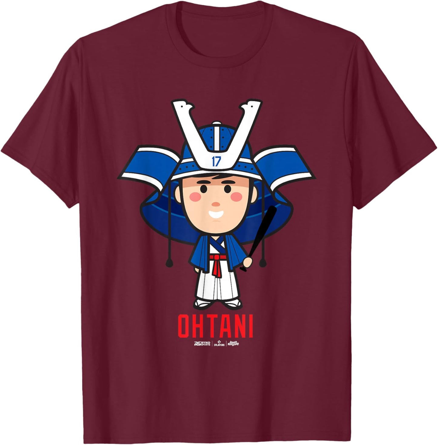 Shohei Ohtani Los Angeles Baseball Samurai (English) MLBPA T-Shirt - T-Shirt | Maroon