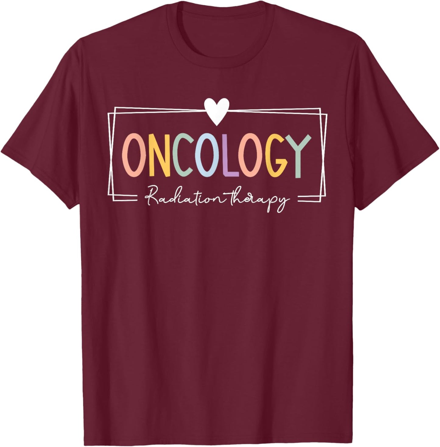 Retro Oncology Radiation Therapist Team Black -Adults Cotton/Polyester Short Sleeve Regular Fit T-Shirt - T-Shirt | Maroon