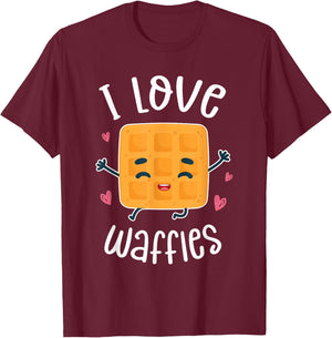 I Love Waffles T-Shirt - T-Shirt | Maroon