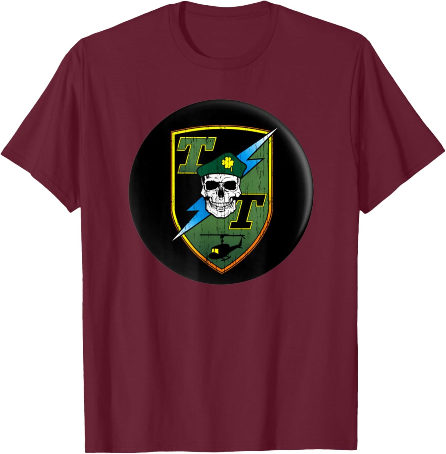 Tropic Thunder Movie, Tropic Badge, Funny Movie T-Shirt - T-Shirt | Maroon