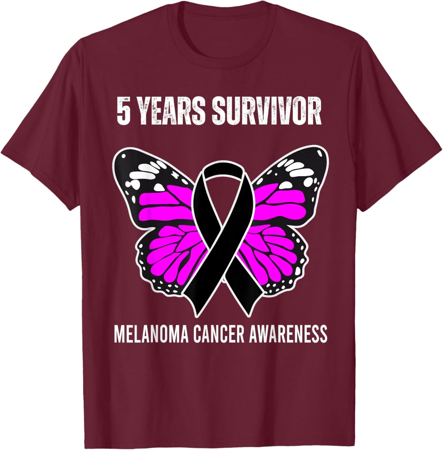 5 Years Melanoma Free Skin Cancer Survivor T-Shirt - T-Shirt | Maroon