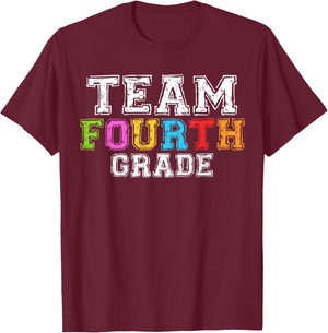 Team Fourth Grade Shirt 4th Grade Boy Girl Student Teacher T-Shirt - T-Shirt | Maroon