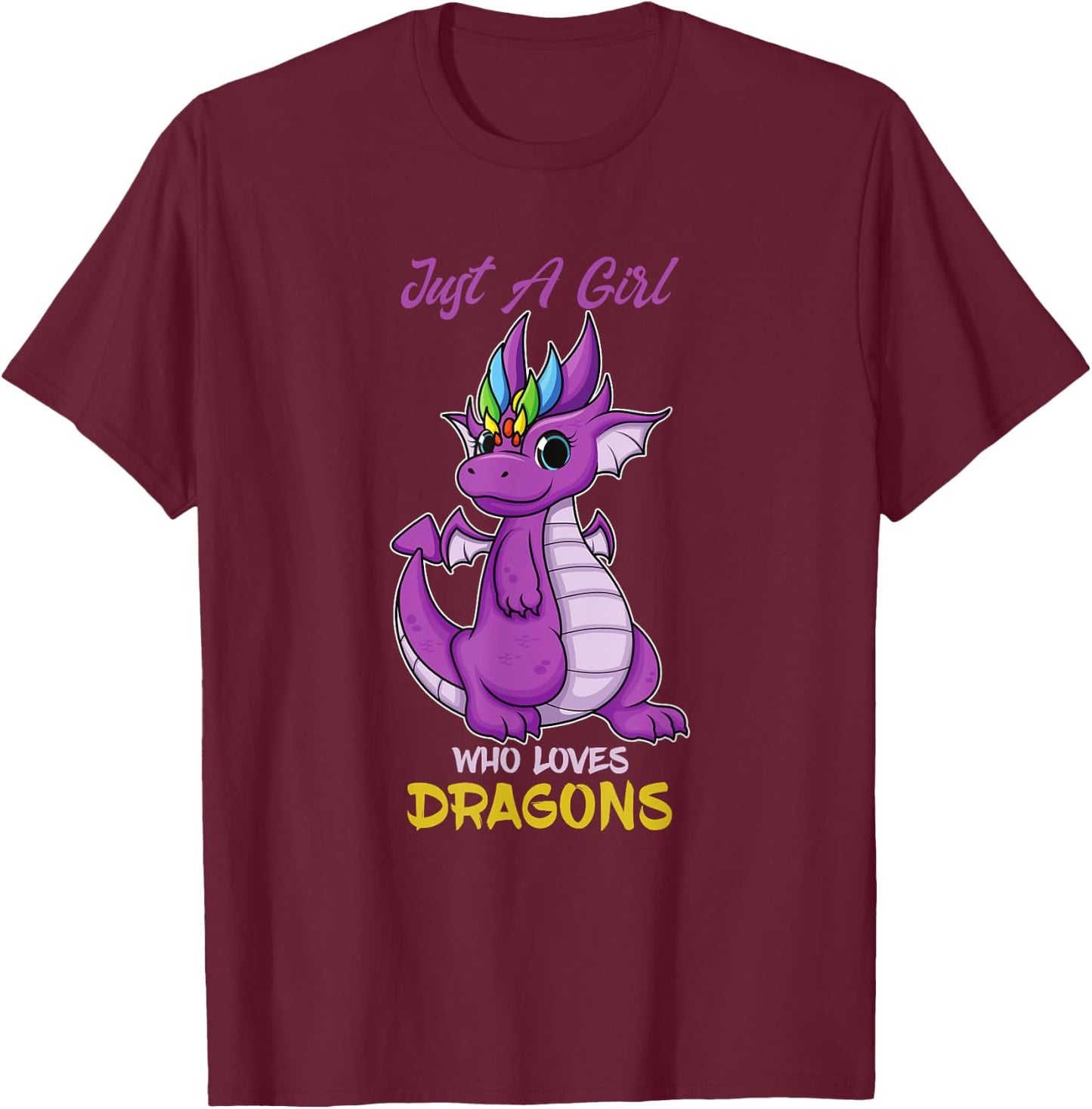 Just A Girl Loves Dragons Girls Dragon Kids Pyjamas T-Shirt - T-Shirt | Maroon