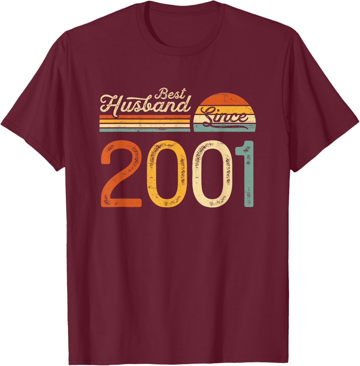 24th wedding anniversary 24 years - Best Husband Since 2001 T-Shirt - T-Shirt | Maroon