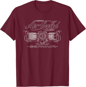 Corvair American Air Cooled Classic Engine Motor T-Shirt - T-Shirt | Maroon