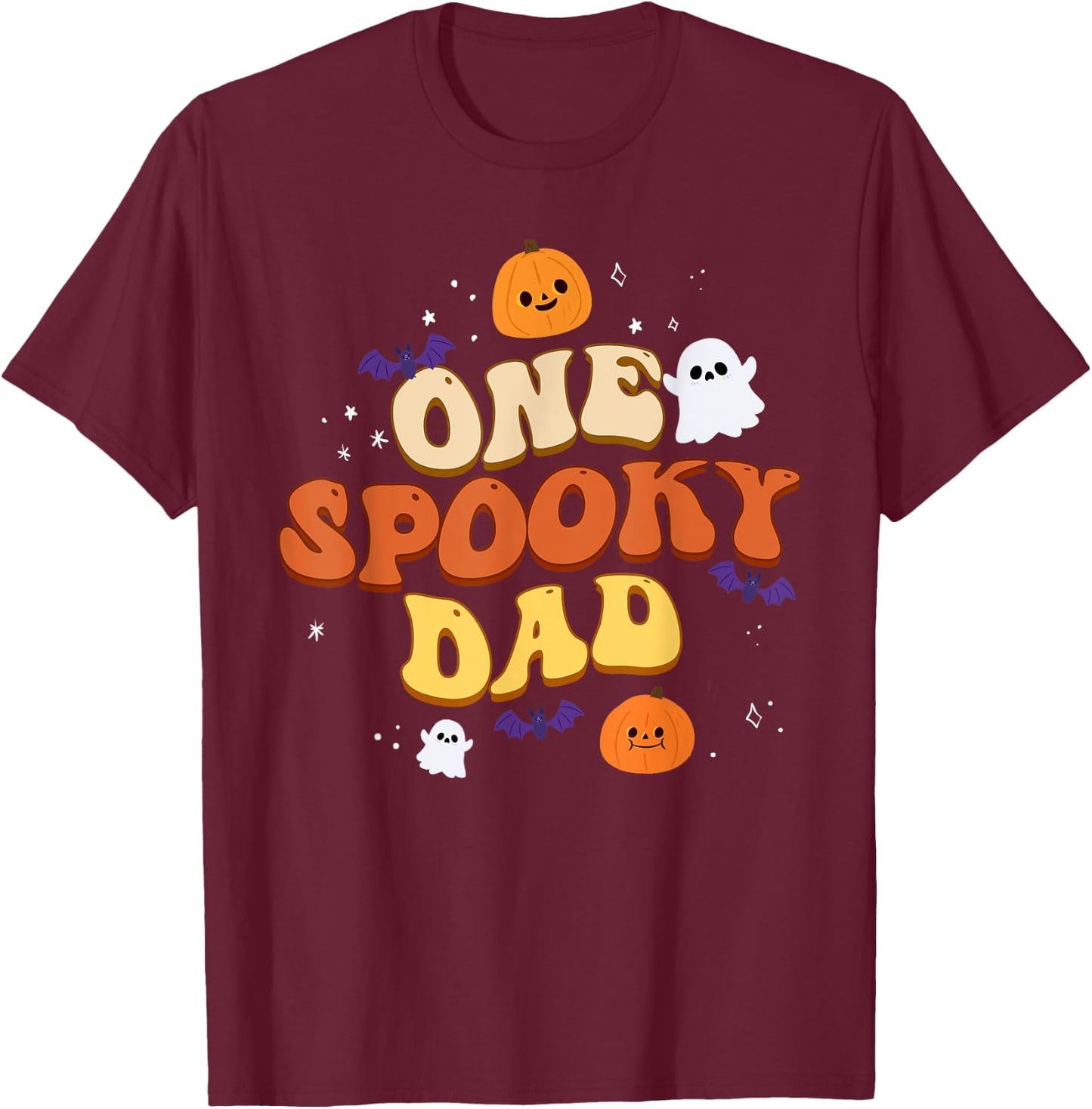 One Spooky Dad Boo Halloween Cute Family Matching Group T-Shirt - T-Shirt | Maroon
