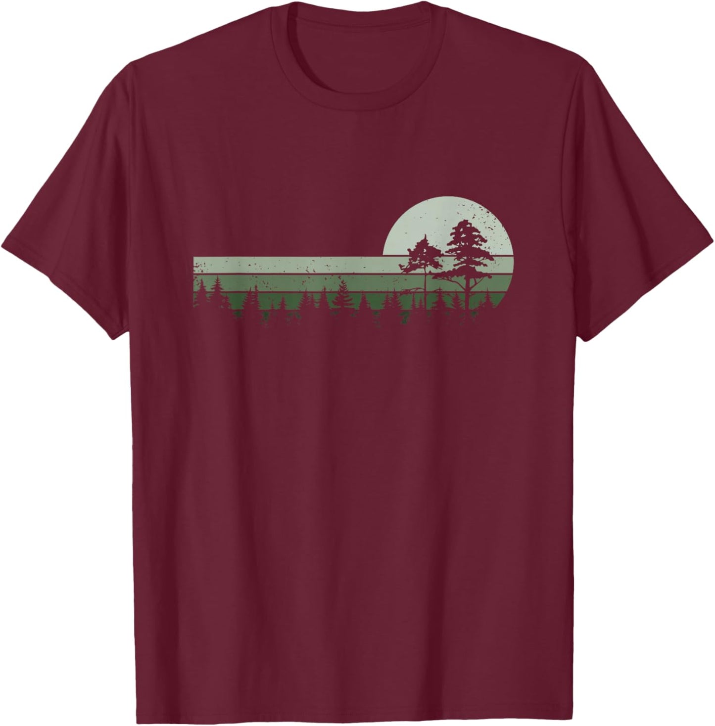 Vintage Forest Trees Wildlife Nature T-Shirt - T-Shirt | Maroon