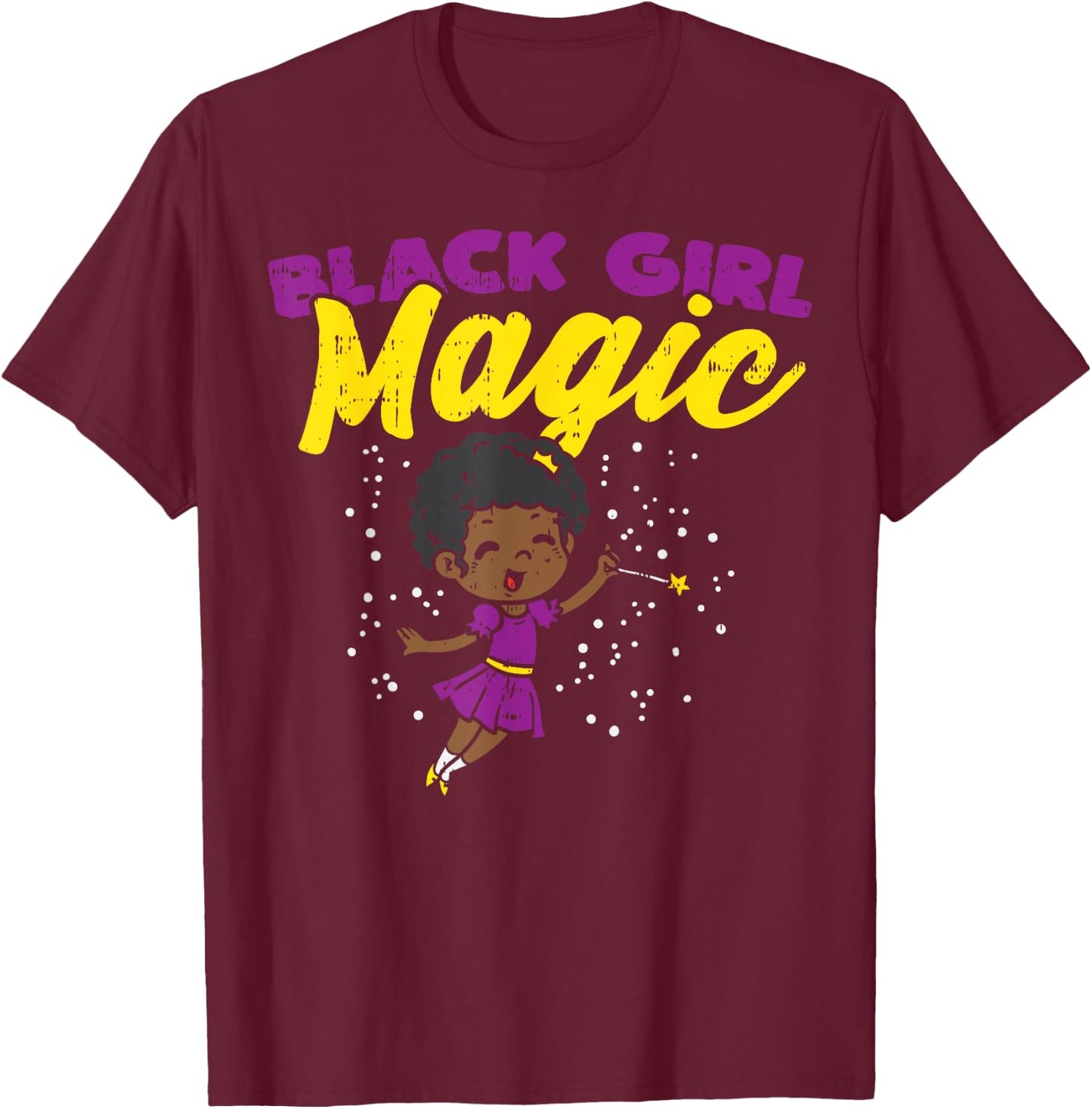 Black Girl Magic Fairy Black Pride African Melanin BLM Women T-Shirt - T-Shirt | Maroon