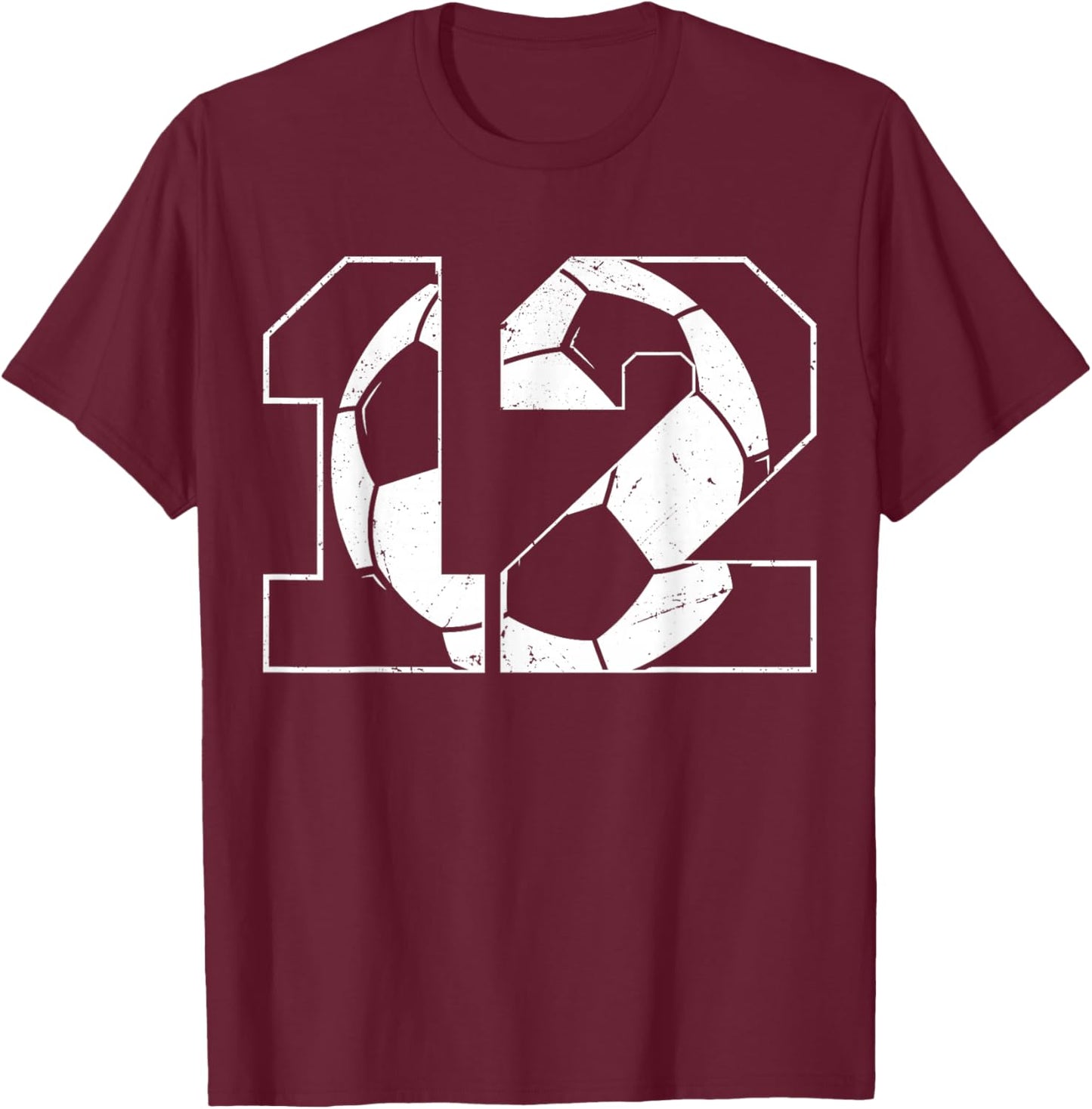 12th Birthday Boy Soccer Player Football 12 Years Old T-Shirt - T-Shirt | Maroon