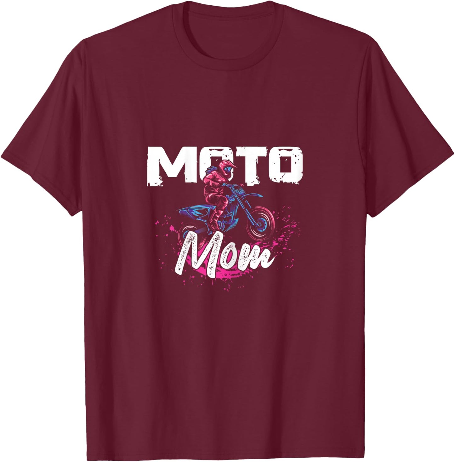 Moto Mom Extreme Sports Dirt Bike Rider Race Biker Offroad T-Shirt - T-Shirt | Maroon